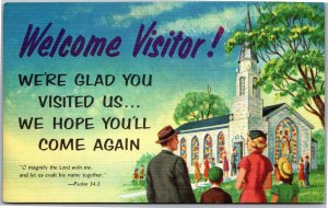 Postcard Religious We're glad you visited us Psalm 34:3 magnify the Lord with me