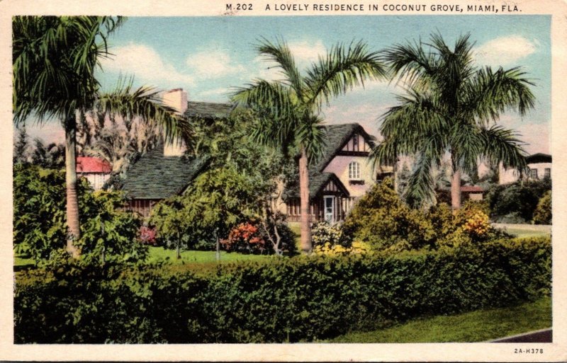 Florida Miami Coconut Grove A Lovely Residence 1933 Curteich