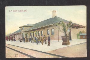 EUGENE OREGON SOUTHERN PACIFIC RAILROAD DEPOT TRAIN STATION VINTAGE POSTCARD