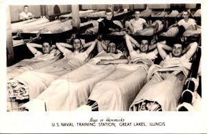 Illinois Great Lakes Boys In Hammocks U S Naval Training Station 1944 Real Photo