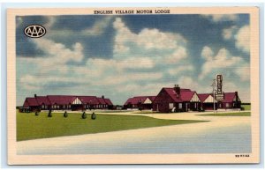 WICHITA, KS Kansas ~ Roadside ENGLISH VILLAGE Motor Lodge c1940s Linen Postcard