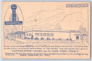 Little Rock Arkansas AR Postcard Adkins Restaurant Gordon Exterior c1940 Vintage