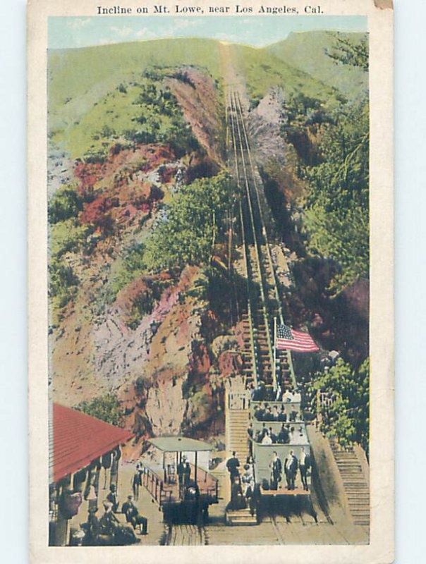 W-border INCLINE RAILROAD TRAIN Mount Lowe - Pasadena - Los Angeles CA AD7002