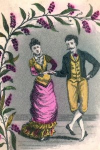 1860s-70s Hand Colored & Engraved Couple Dancing Trade Cards Lot Of 3 F136