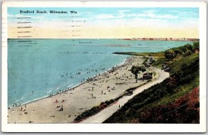 1927 Bradford Beach Milwaukee Wisconsin WI White Sand Beaches Posted Postcard