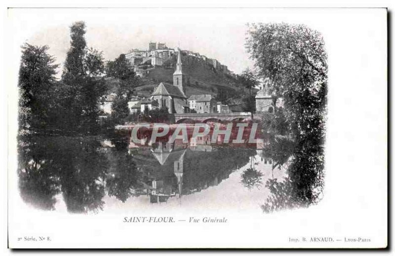 Old Postcard Auvergne Saint Flour General view (back advertising Roquefort Ch...