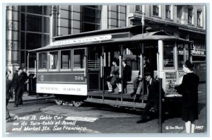 Powell St. Cable Car At Powell Market Sts. San Francisco CA RPPC Photo Postcard