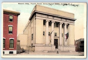 1926 Camden New Jersey NJ Vintage Postcard Masonic Building Fourth Street Market