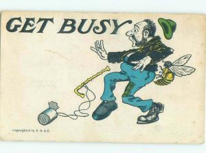 Pre-Linen Comic BUMBLEBEE BEE STINGS MAN AB9480