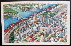 Vintage Postcard 1949 Aerial View Shopping & Business District, Tacoma, WASH