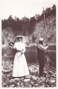 Fishing Elsi Meighen Reford Catching Salmon On The Metis River Circa 1905