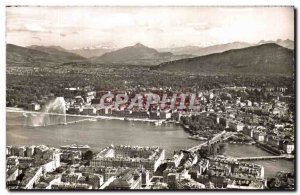 Old Postcard Aerial view of Geneva and the Mont Blanc aVille