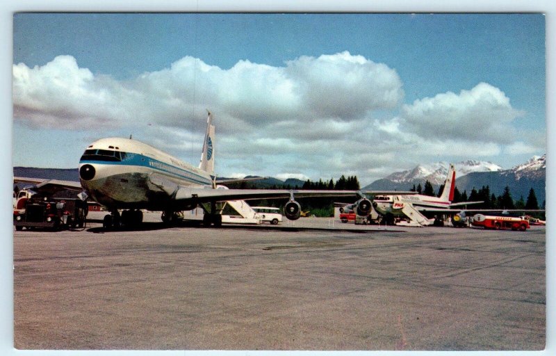 JUNEAU, AK  AIRPORT ~ Pan American & Pacific Northern AIRPLANES, JETS Postcard