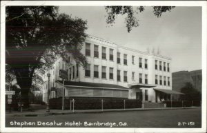 Bainbridge GA Stephen Decatur Hotel Cline? Real Photo Postcard