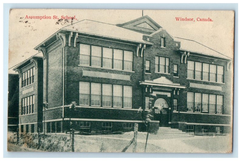 1916 Assumption St. School Windsor Ontario Canada Antique Posted Postcard