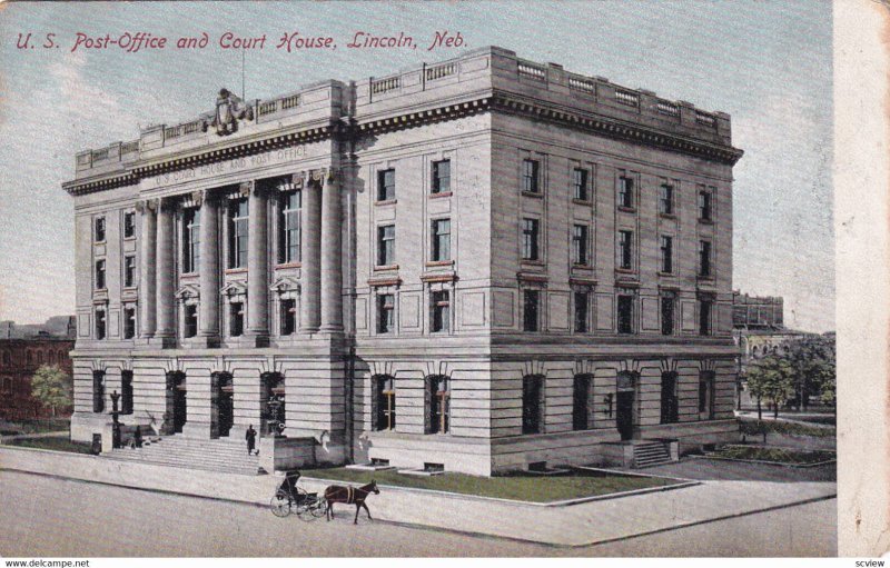 LINCOLN, Nebraska, 1900-1910's; U.S. Post Office And Court House