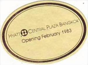 THAILAND BANGKOK HYATT CENTRAL PLAZA VINTAGE LUGGAGE LABEL