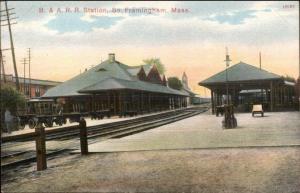 South Framingham MA B&A RR Train Station Depot c1910 Postcard