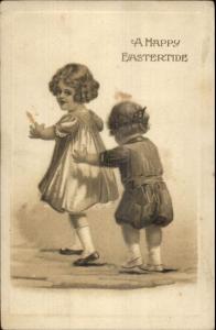 Easter - Little Girl & Boy Gottschalk Dreyfuss & Davis c1910 Postcard