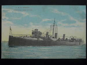 British Navy H.M.S. RANGER Torpedo Destroyer - Old Postcard by G.D.& D.L.
