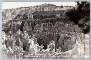 The Hidden City From Sunset Point Bryce Canyon Utah UT RPPC Photo Postcard