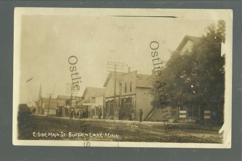 Buffalo Lake MINNESOTA RPPC 1909 MAIN STREET nr Stewart Hector Hutchinson 