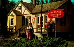 Juliana's Christmas Shop Copper Harbor Michigan MI UNP Chrome Postcard 1960s