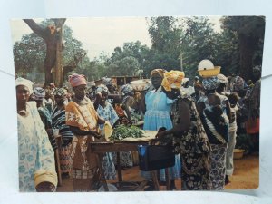 Ladies buying Vegetables at Gambian Market The Gambia Africa Vintage Postcard 