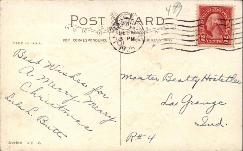 Christmas Boy Eats Turkey Leg Embossed c1910 Vintage Postcard