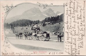 Eidg Bergpost Horses Wagon c1900 R. Guler Zurich Switzerland Postcard H19 *as is