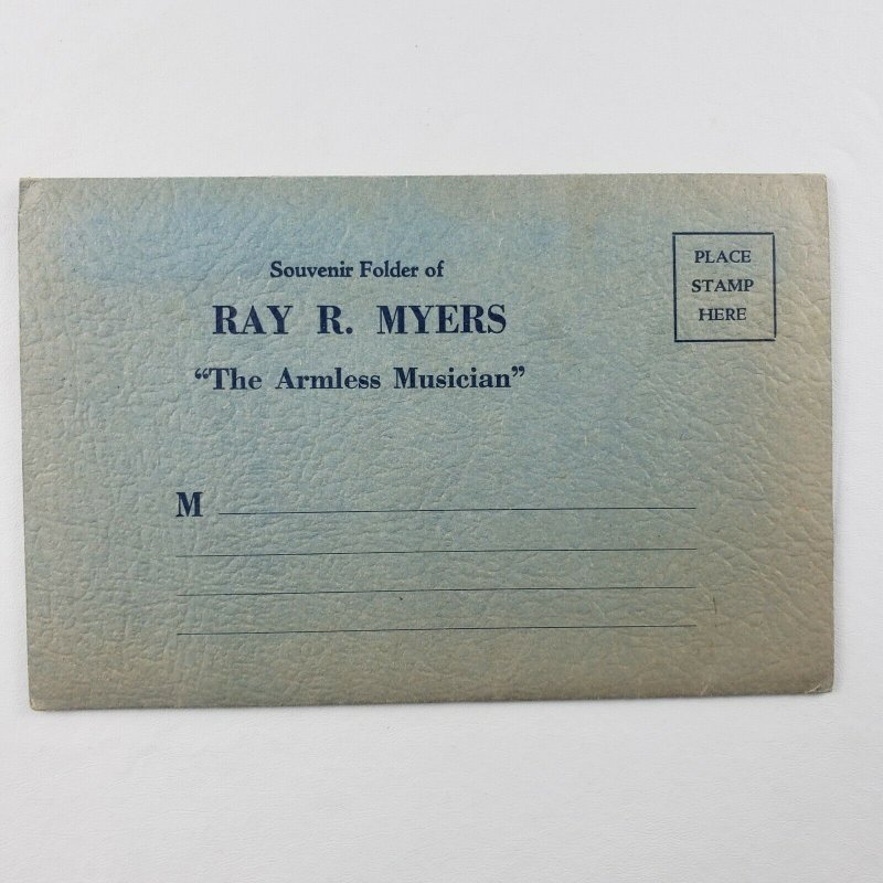 Ray R Myers Armless Wonder Musician Steel Guitar Player Music 1940s Postcard G6