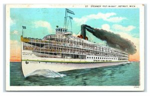 Postcard Steamer Put-In-Bay, Detroit MI T33