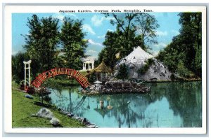 Memphis Tennessee Postcard Japanese Garden Overton Park Bridge Scene c1940's