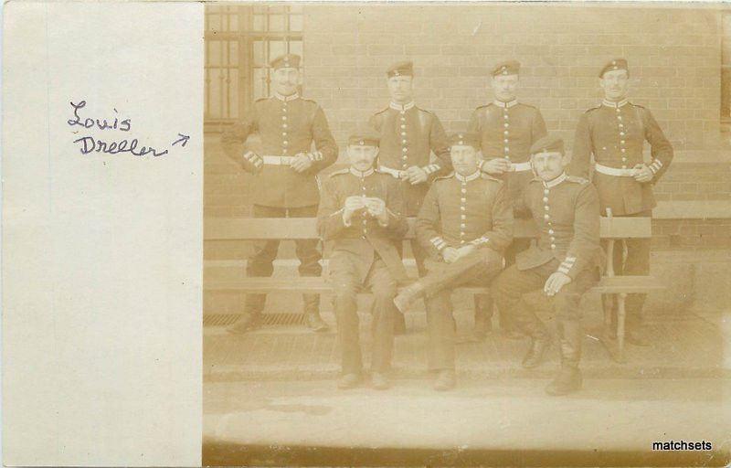 C-1905 German Miilitary Soldiers Louis Dreller Group photo RPPC Real photo 6477