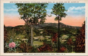Bird's Eye View Sugarlands Balsam Peak Mt Le Conte & Mt Guyot Postcard PC305