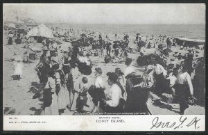 Bathing Scene, Coney Island, Brooklyn, New York City, 1905 Postcard, Used