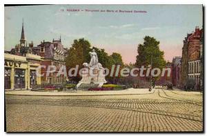 Old Postcard Roubaix Monument Aux Morts bd Gambetta