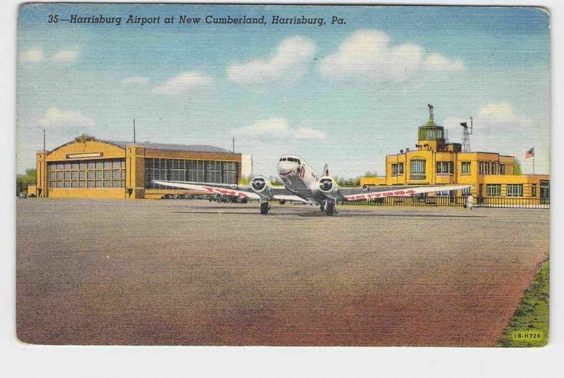 PPC POSTCARD PENNSYLVANIA HARRISBURG AIRPORT AT NEW CUMBERLAND