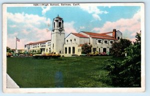 SALINAS, California CA  ~ HIGH SCHOOL ca 1920s Monterey County Postcard
