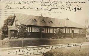 Cleveland OH Cancel New Jerusalem Convention Bldg 1908 Real Photo Postcard