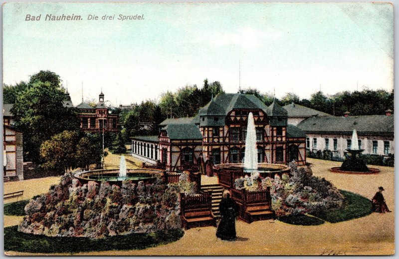 Bad Reichenhall Nonnen Bay Fountain Park Buildings Spa Town Postcard