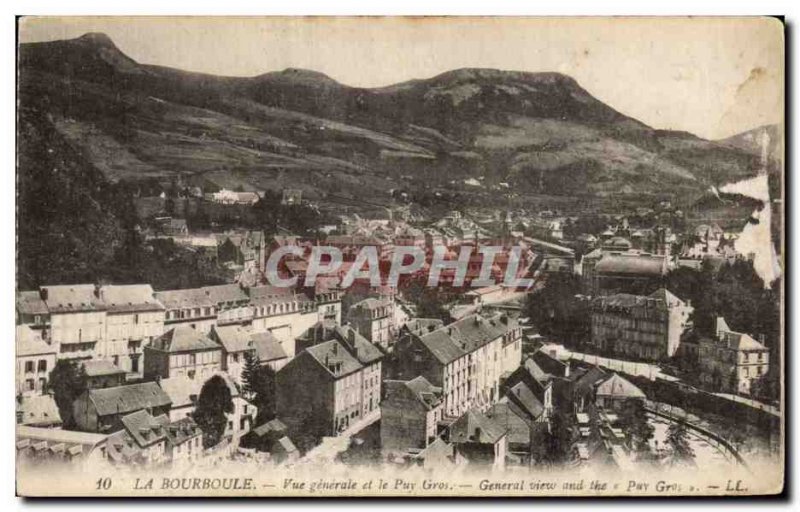 Old Postcard La Bourboule General view and Puy Gros