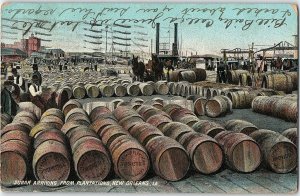 C.1907 Docks Steamers Barrels New Orleans, LA. Postcard P124 