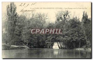 Old Postcard Villeneuve Park the pond The Ponds to the Iron Bridge