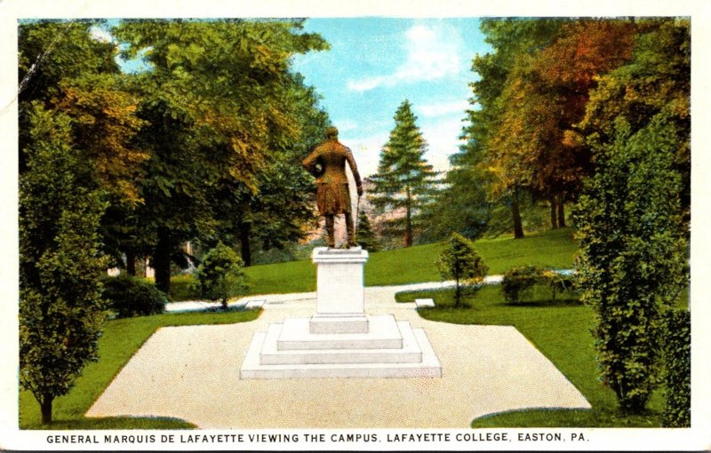 Pennsylvania Easton General Marquis De Lafayette Viewing The Campus Lafayette...