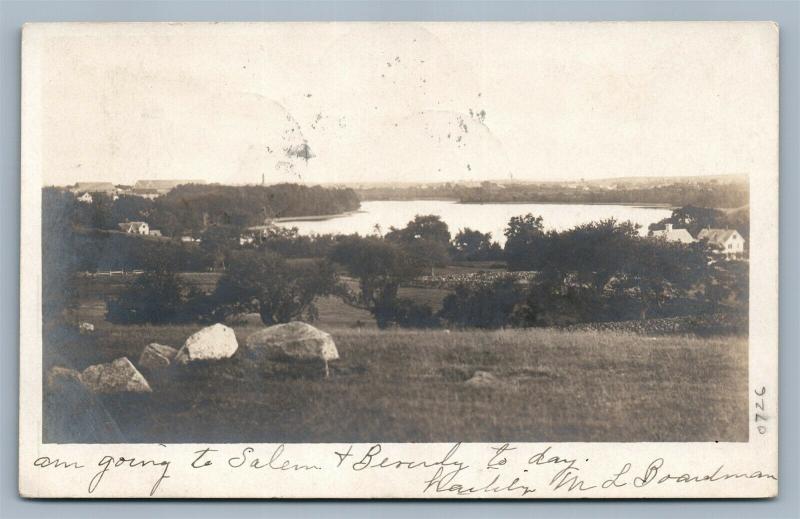 BEVERLY MA 1905 ANTIQUE REAL PHOTO POSTCARD RPPC w/ CORK CANCEL