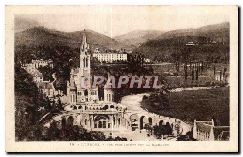Old Postcard Lourdes View Sinking to the basilica