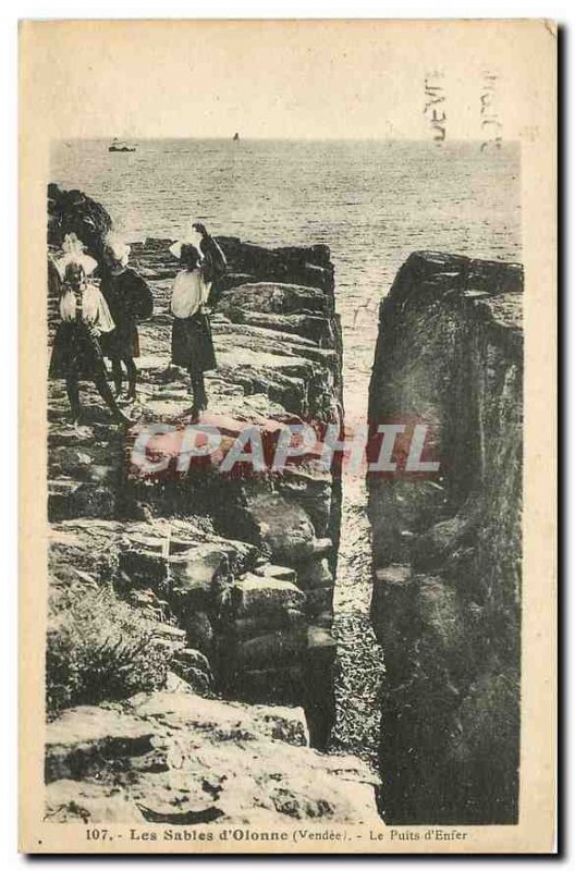 Old postcard Les Sables d'Olonne Vendee the Puits d'Enfer