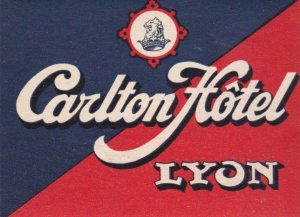 France Lyon Carlton Hotel Vintage Luggage Label sk1073