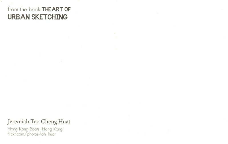 Postcard Jeremiah Teo Cheng Huat The Art of Urban Sketching Hong Kong Boats